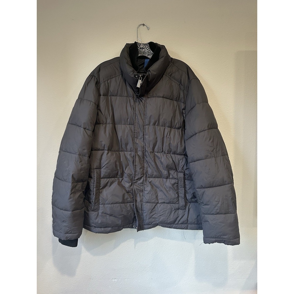 Andrew Marc Men's L Gray Jacket Puffer Hoodless Acrylic Sleeve Heavy Full Zip